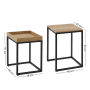 Songmics Nachttisch-Set im Industrie-Design, 2-teilig, braun-schwarz. Beistelltische mit Metallgestell.