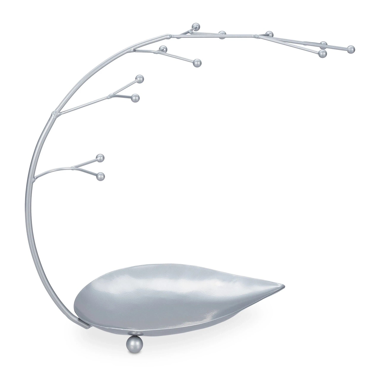Relaxdays Schmuckständer Eisen Silber mit Ablage 29 cm x 34 cm x 15,5 cm 400 g
