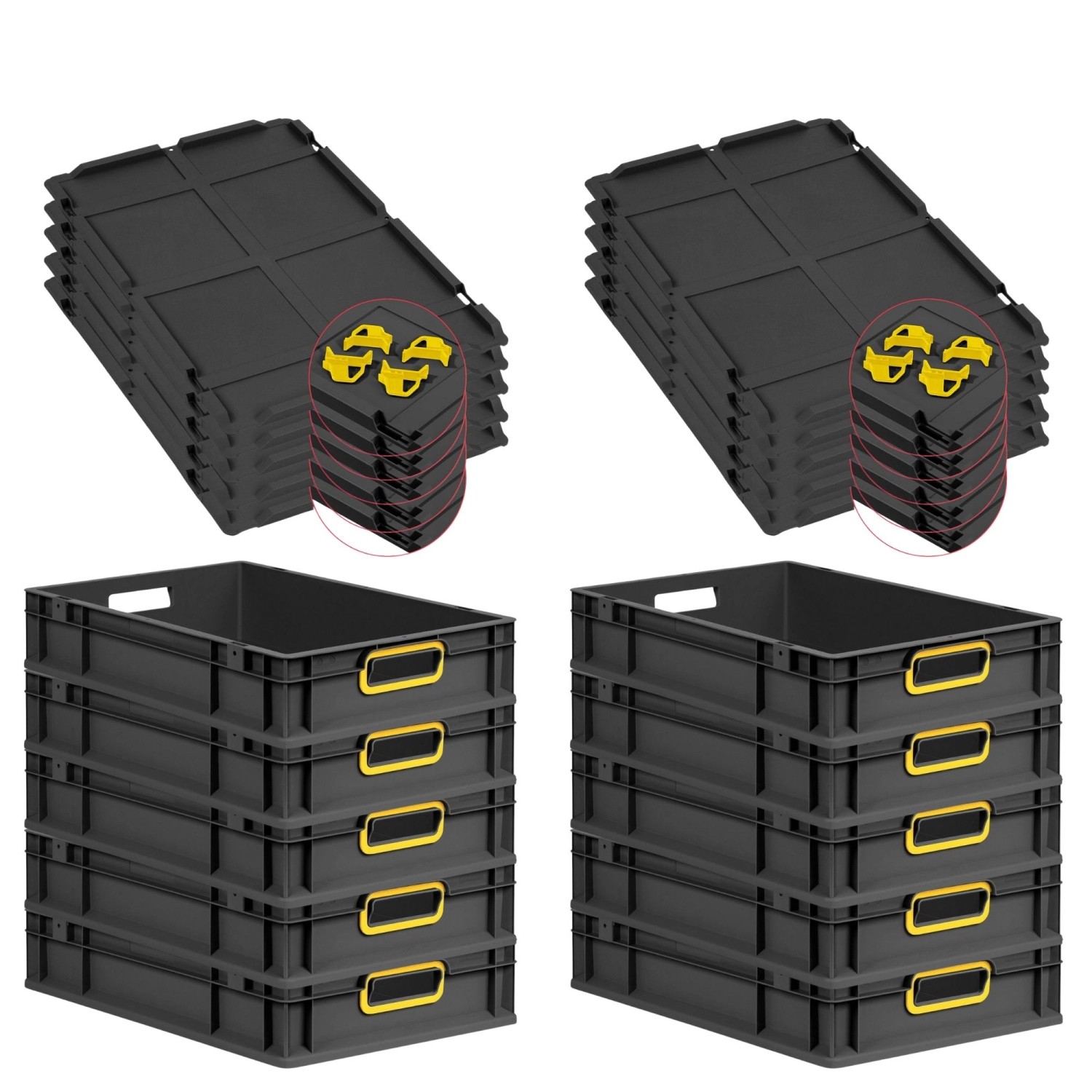 PROREGAL SparSet 10x Eurobox Nextgen Color Mit Auflagedeckel HxBxT 12x40x60 günstig online kaufen