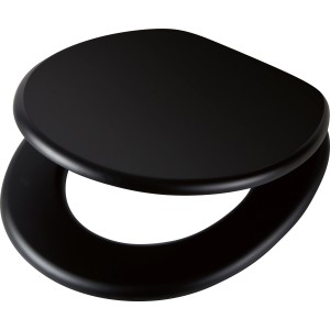 Schwarzer baliv WC-Sitz Ledesma mit Absenkautomatik und Holzkern.