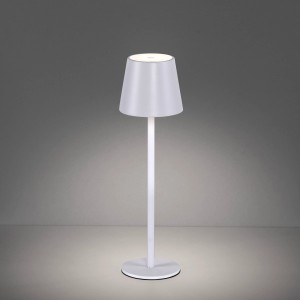 Weiße LED-Akku-Tischleuchte Euria von Just Light, 37 cm hoch, dimmbar.