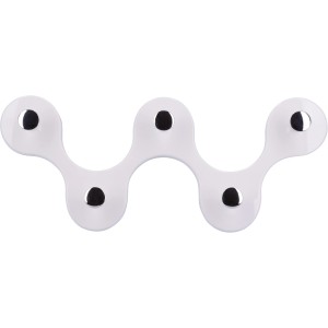 Weiße Siro Hakenleiste mit 5 Chrom Haken, 248mm lang, im Retrodesign.