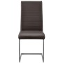 Freischwinger Stuhl Vegas 2er Set, braunes Kunstleder, Metallgestell.