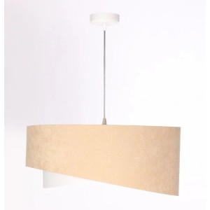 Licht-Erlebnisse Hängelampe Rund Ø 50 cm Stoff Velours Optik Beige Gold Weiß E27