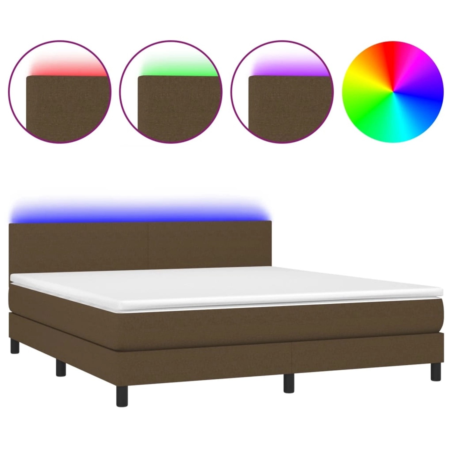 vidaXL Boxspringbett mit Matratze & LED Dunkelbraun 160x200 cm Stoff 313300 günstig online kaufen