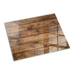 Tulup Glasplatte für Kamin Holzbrett mit Maserung Funkenschutzplatte aus Glas Rechteck 80x60 cm Braun Glasplatte für Kamin Glasplatte für Öfen