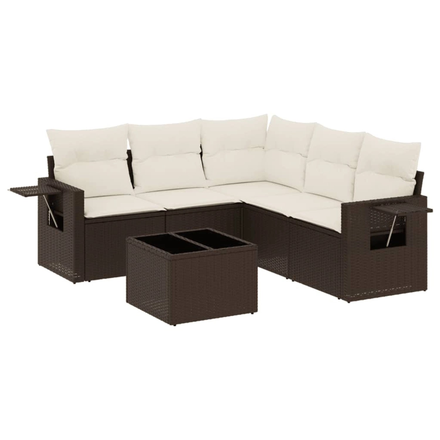 vidaXL 6-Tlg Garten-Sofagarnitur mit Kissen Braun Poly Rattan 3252500 günstig online kaufen