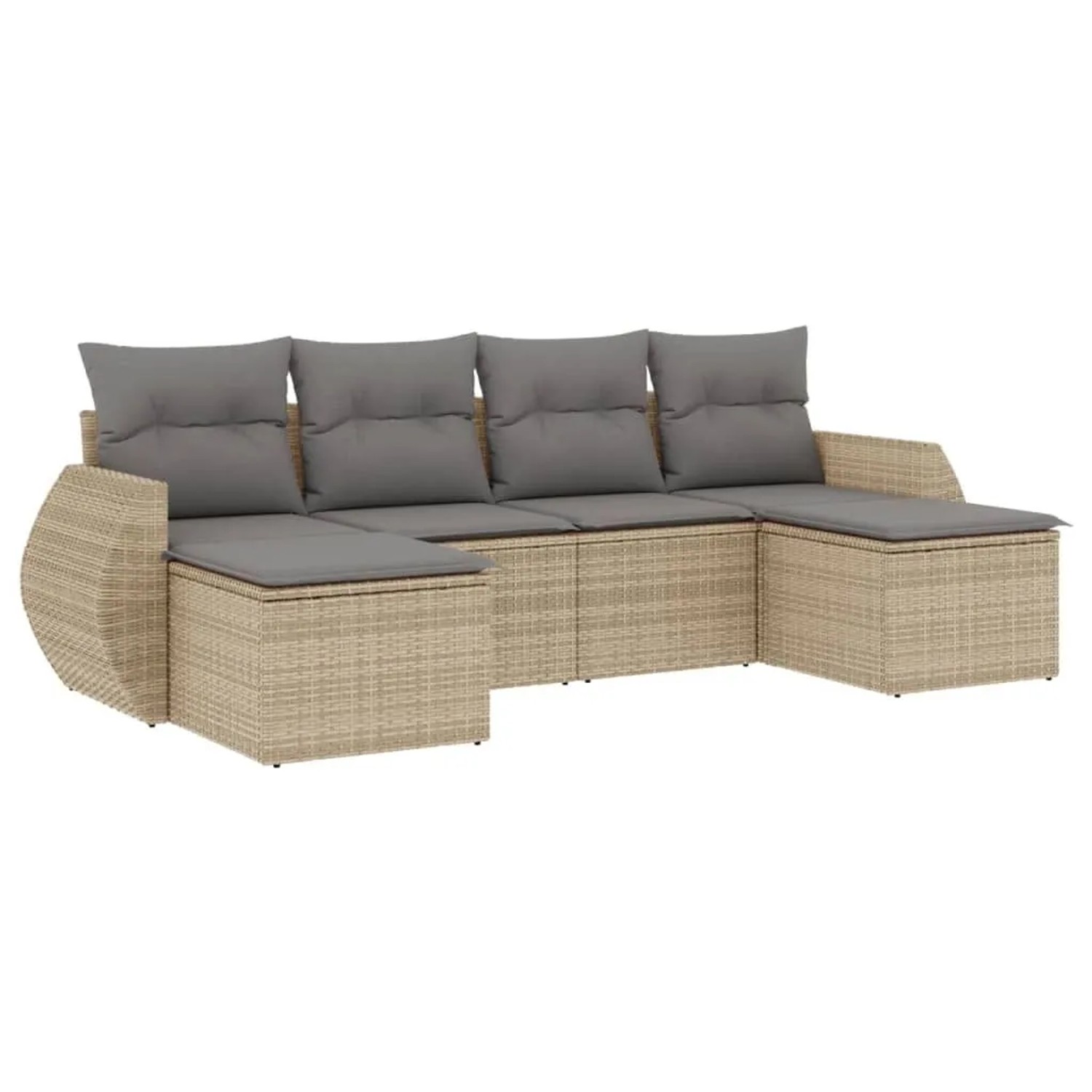 vidaXL 6-Tlg Garten-Sofagarnitur mit Kissen Beige Poly Rattan 3221718