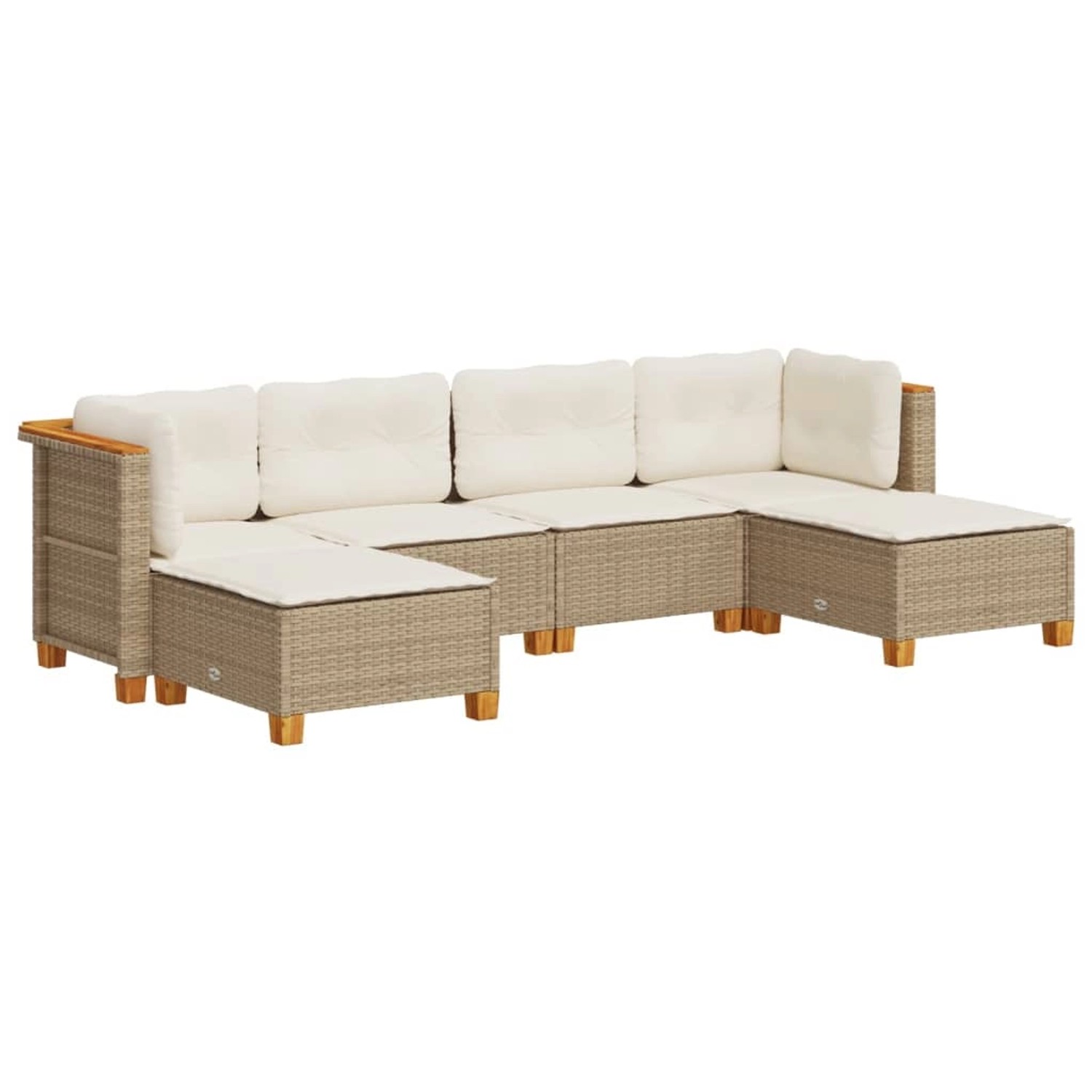 vidaXL 6-Tlg Garten-Sofagarnitur mit Kissen Beige Poly Rattan 3261949