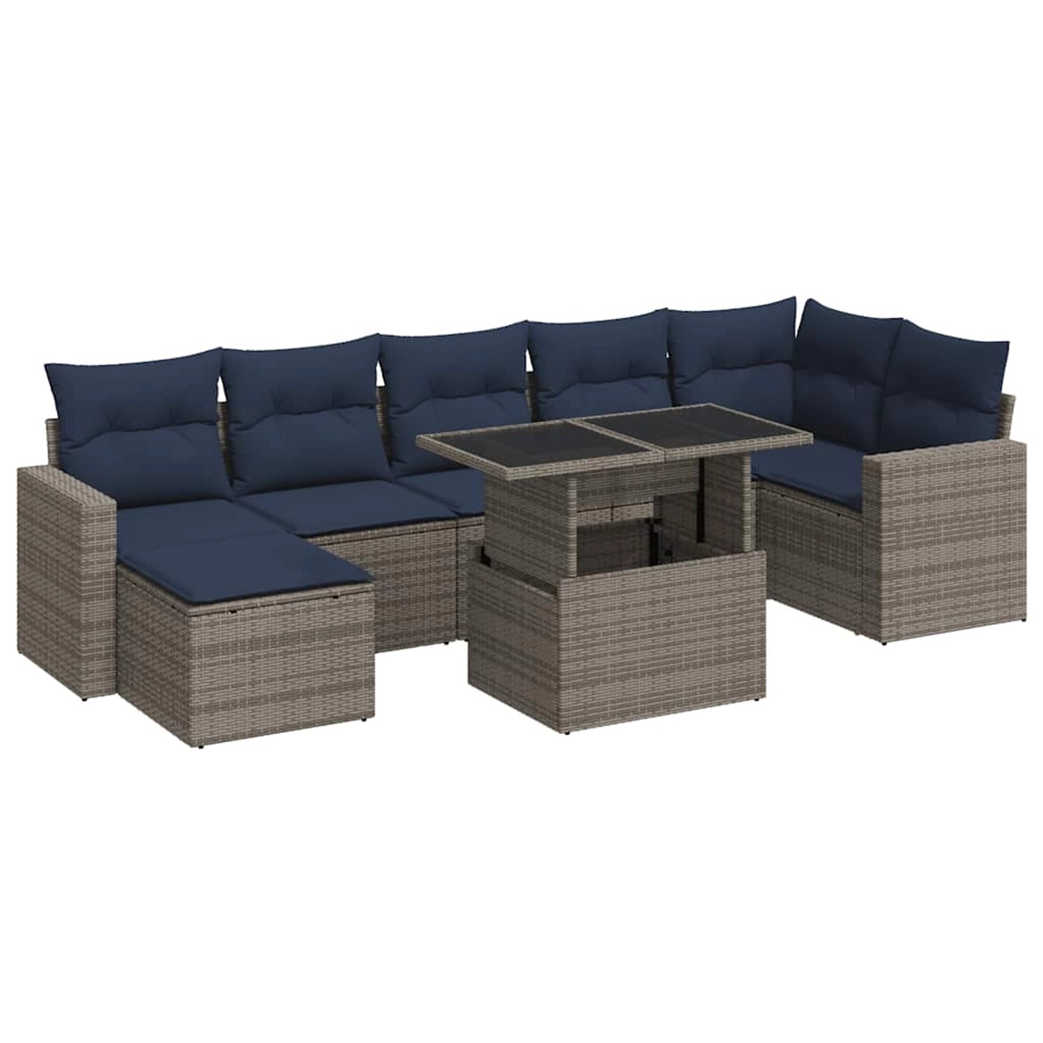vidaXL 8-Tlg Garten-Sofagarnitur mit Kissen Grau Poly Rattan Akazie 3326362 günstig online kaufen