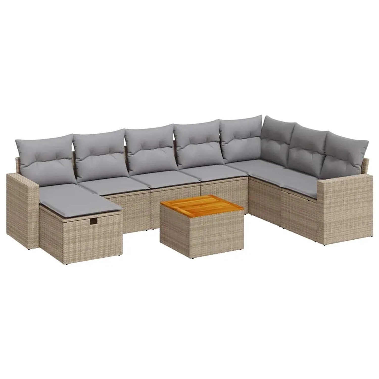 vidaXL 9-Tlg Garten-Sofagarnitur mit Kissen Beige Poly Rattan 3325804 günstig online kaufen