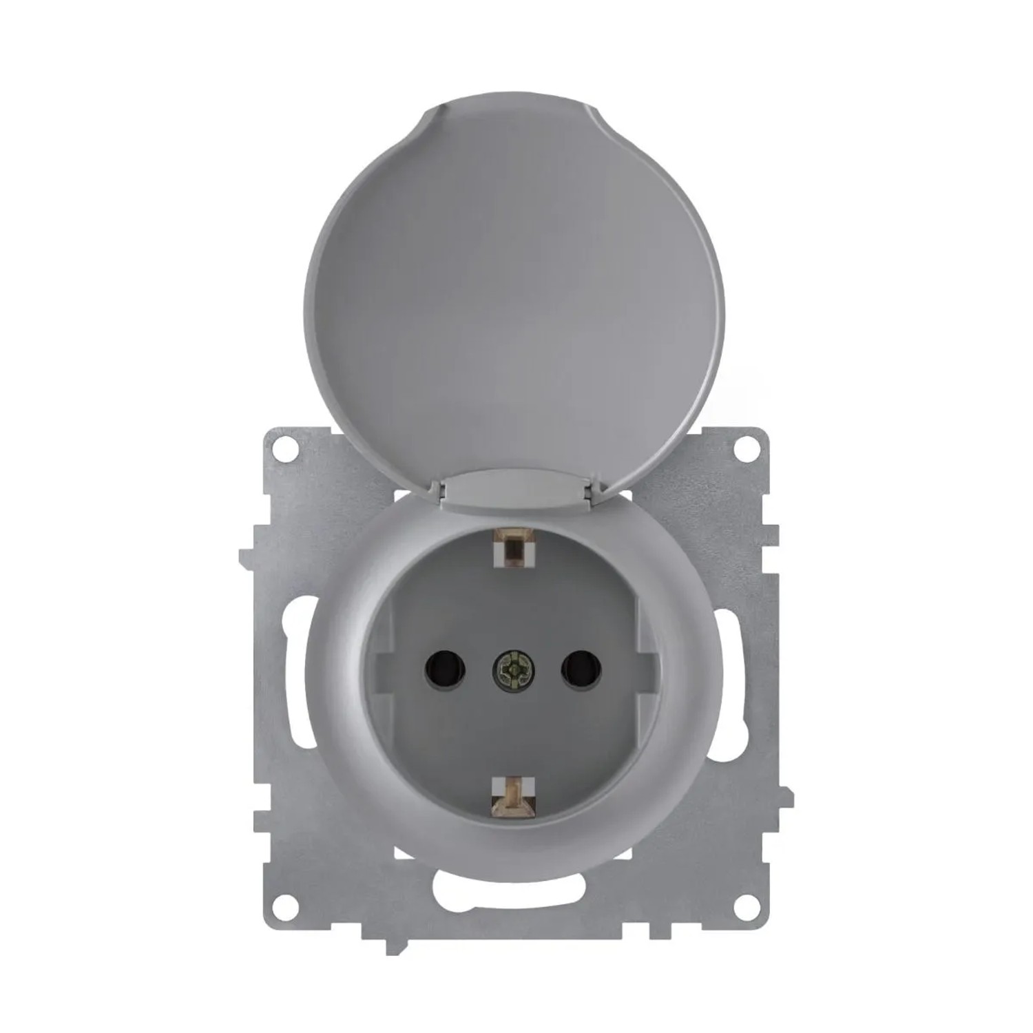OneKeyElectro Schuko Steckdose mit Deckel und Erdung 230V/16A Schraubklemmen ohne Rahmen Grau