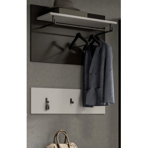 Inn.Furn Garderobenpaneel Set in Weiß und Grau 80 cm Cooper