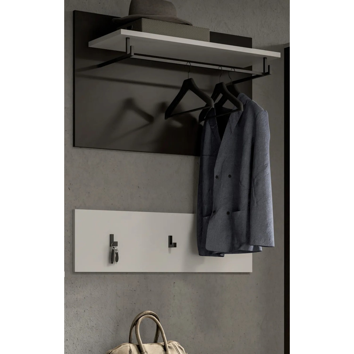 Inn.Furn Garderobenpaneel Set in Weiß und Grau 80 cm Cooper_3