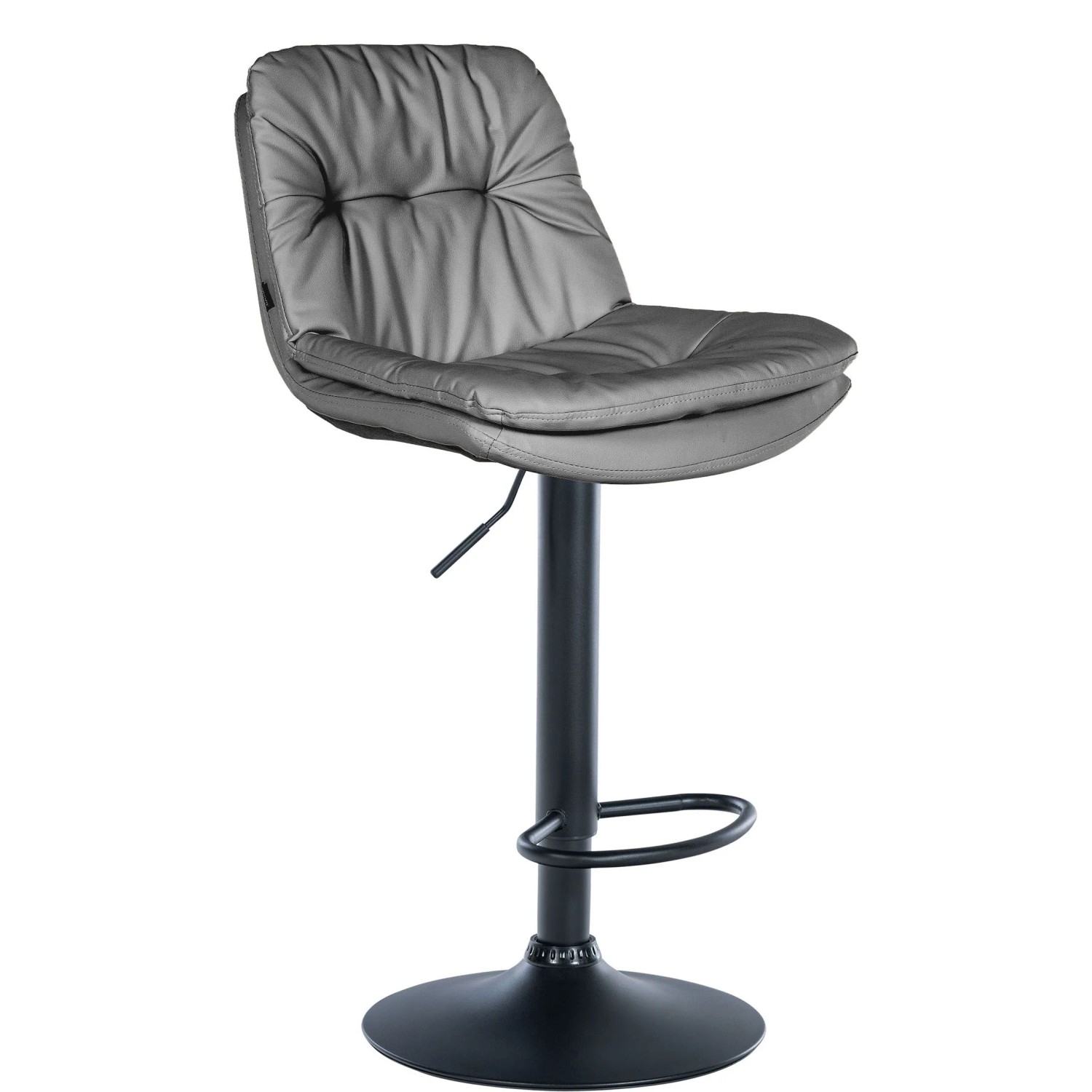DELUKE Barhocker MITUN Kunstleder Grau 46x54x92cm Schwarz Barstuhl Höhenverstellbar Mit Lehne Drehbar Tresenhocker Tresenstuhl