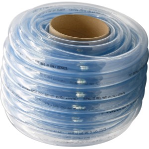 Aufgerollter, transparenter Fitt Glasklarschlauch (Ø 25 mm) für Garten, Industrie und Aquaristik.