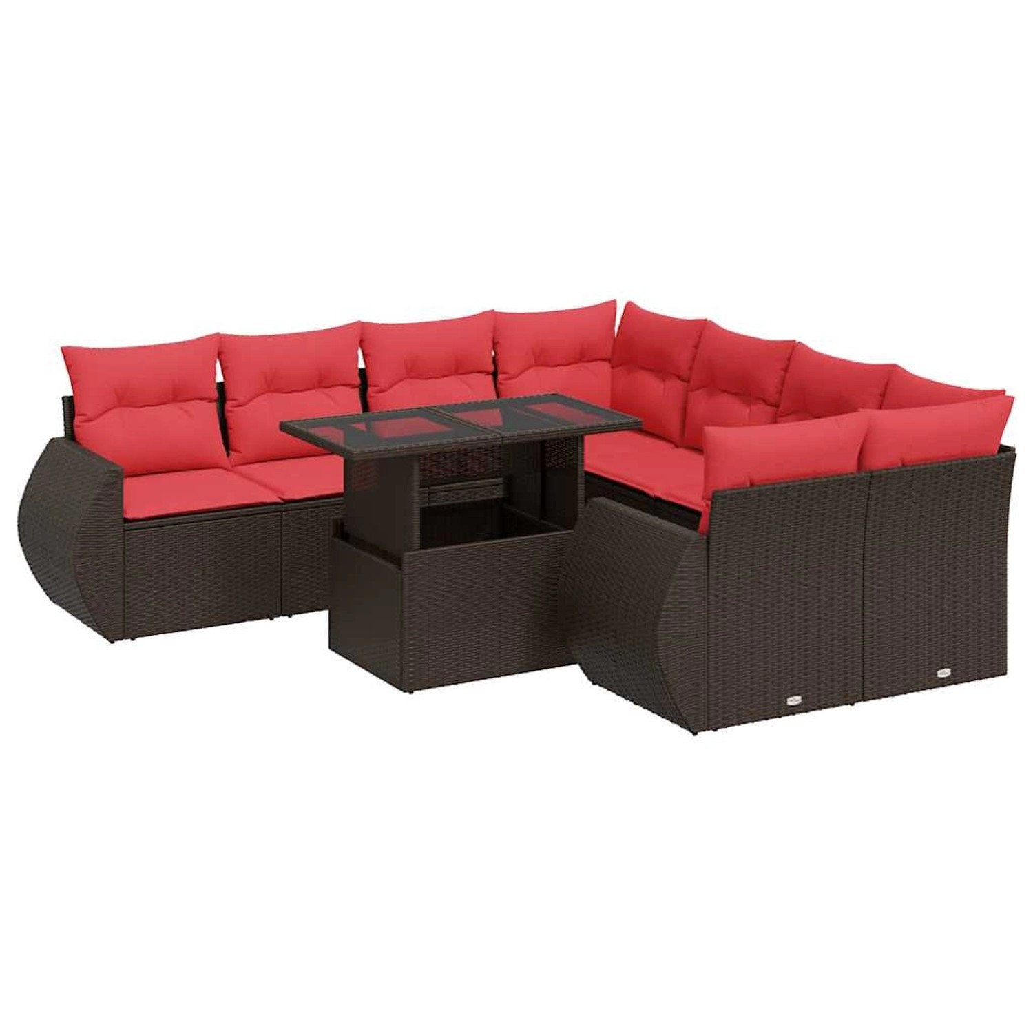 vidaXL 9-Tlg Garten-Sofagarnitur mit Kissen Braun Poly Rattan Akazie 332661 günstig online kaufen