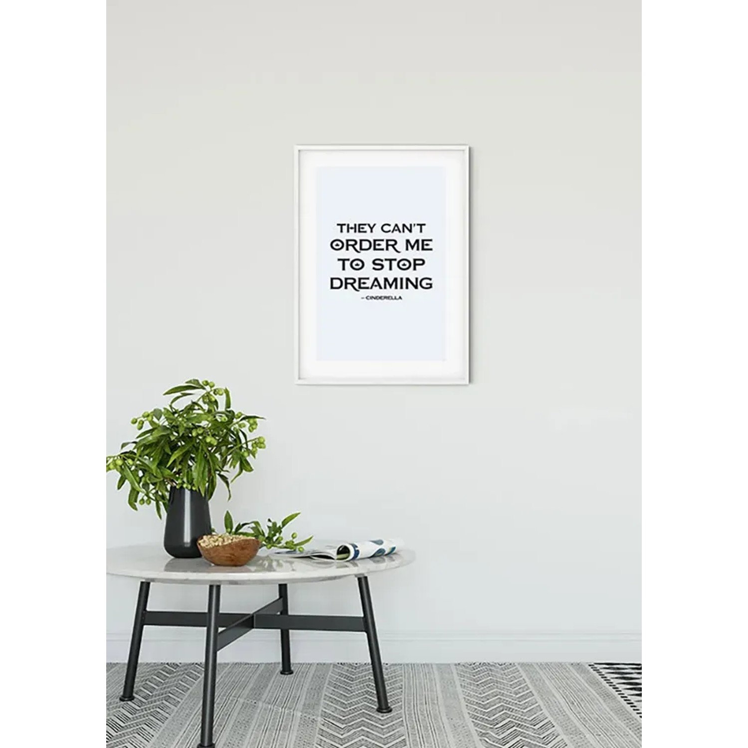Komar Wandbild Cinderella Quote, 50x70 cm, mit inspirierendem Zitat im weißen Rahmen.