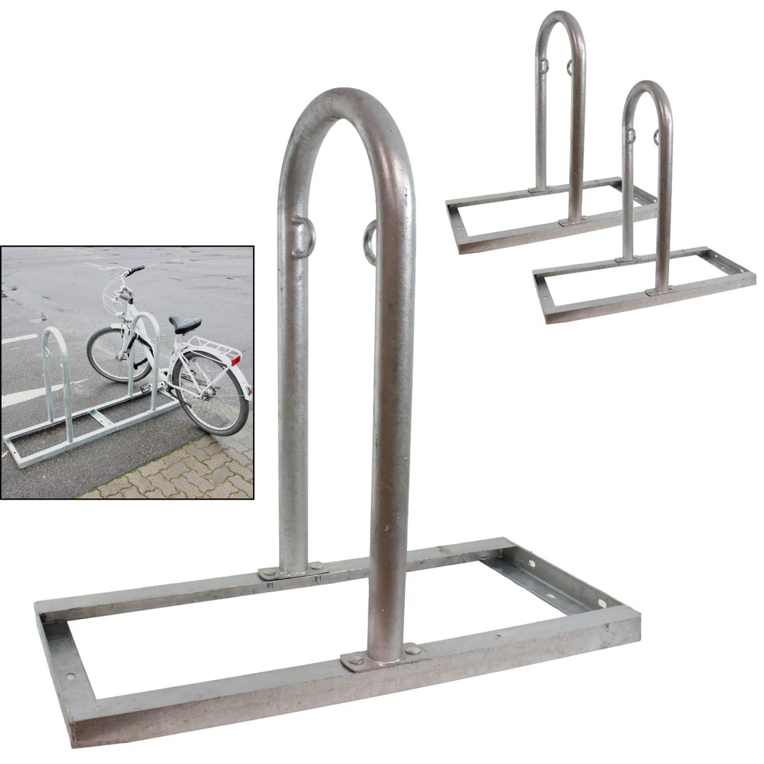 TRUTZHOLM 2x Fahrradanlehnbügel  90x84 cm Stahl Feuerverzinkt Durchmesser 49 mm Typ U