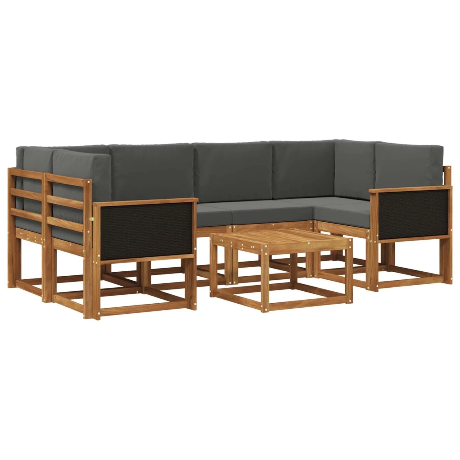 vidaXL Outdoor-Sofagarnitur mit Kissen 5 Stk Natur und Anthrazit 3385023