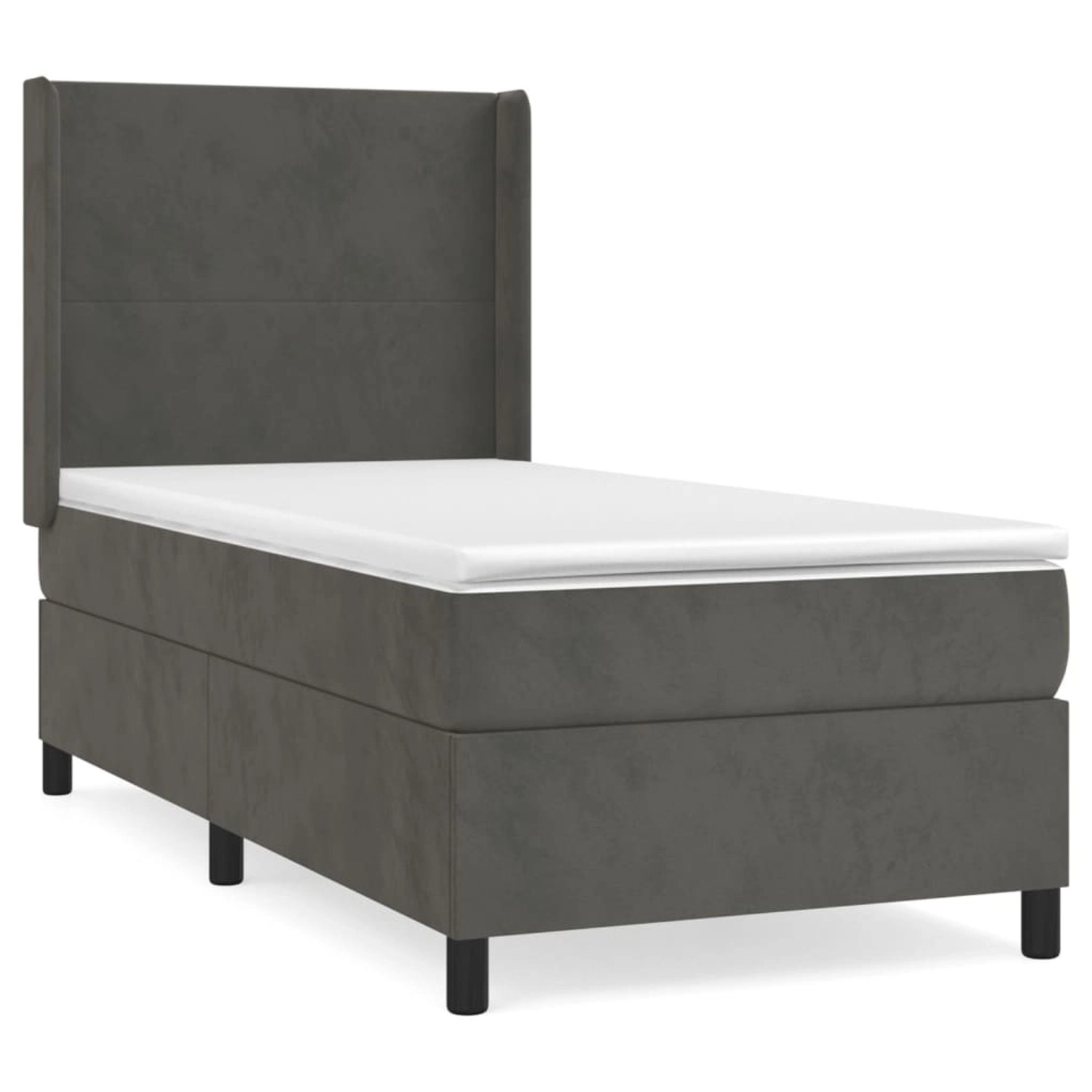 vidaXL Boxspringbett mit Matratze Dunkelgrau 90x200 cm Samt1378410 günstig online kaufen
