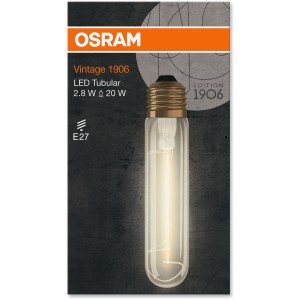 Osram LED-Leuchtmittel E27 in Röhrenform, 2,5W, warmweißes Licht für Wohnräume.