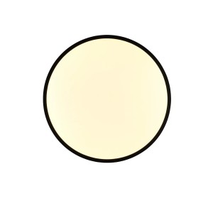 Schwarze, runde LED-Deckenleuchte Slope, 39 cm Durchmesser, für Wohnräume.