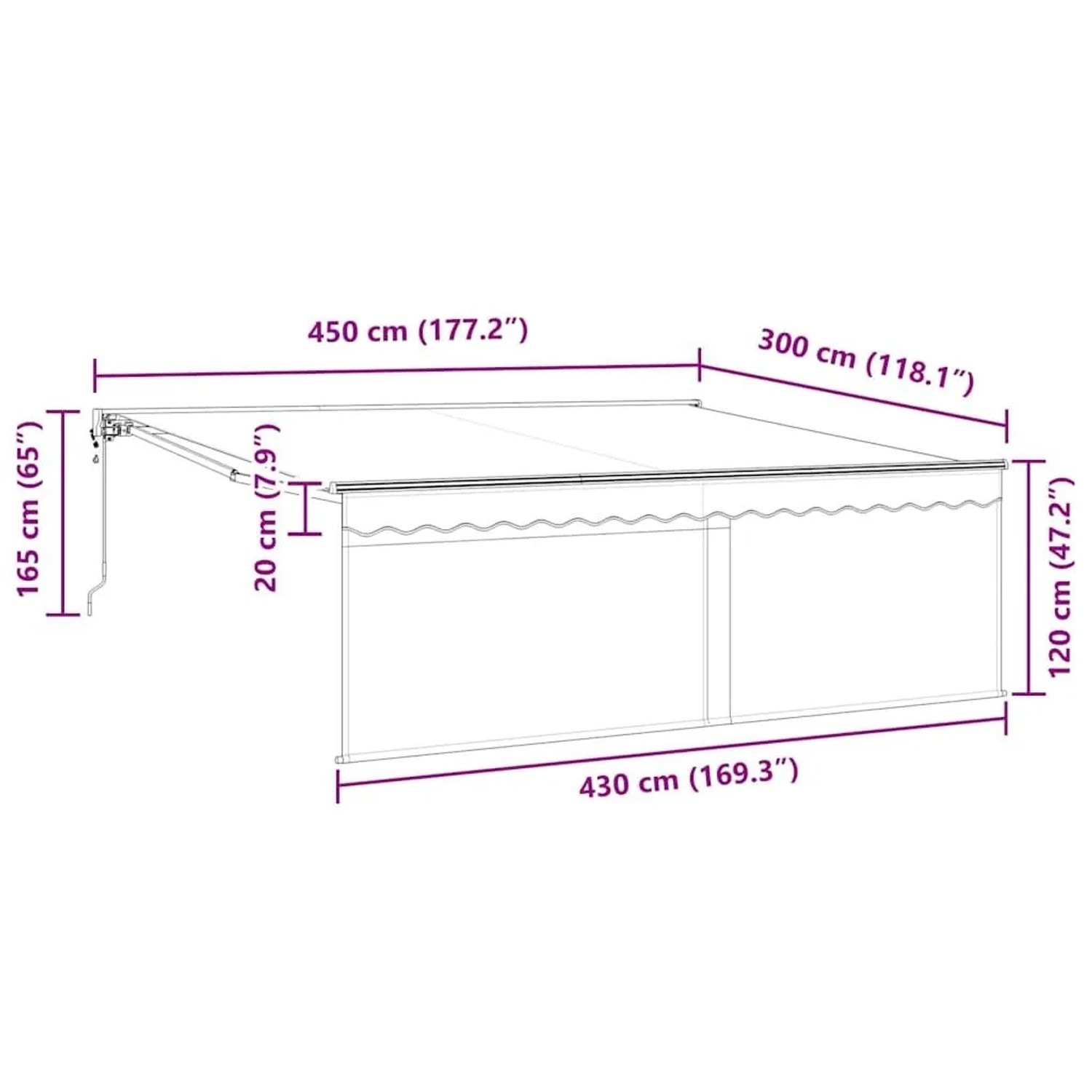 vidaXL Einziehbare Markise Anthrazit 450 x 350 cm 3330874_14