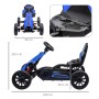 Blau-schwarzes HOMCOM Go Kart Kinderfahrzeug mit Pedalantrieb und verstellbarem Sitz. Maße 100x58x58,5 cm.