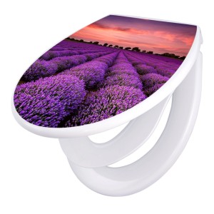 Banjado WC-Sitz Familie mit Lavendelfeld Motiv, Absenkautomatik, Kindersitz, Polypropylen.