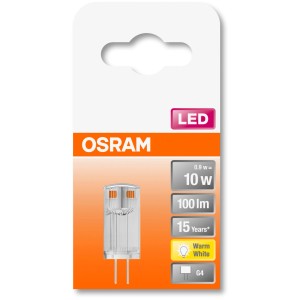 Osram G4 LED Leuchtmittel, 0,9W, warmweiß, 100 Lumen. Kompakte LED Lampe für G4 Fassung.