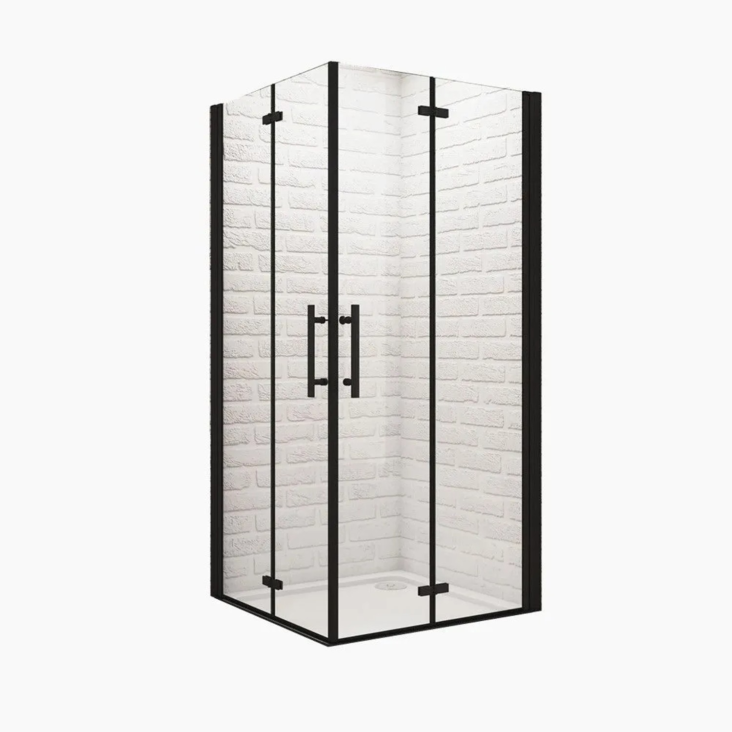 Duschparadies Duschkabine Eckeinstieg 120 x 80 x 185cm Falttürx2 Schwarz Pendeltür 6mm Nano Glas Dusche
