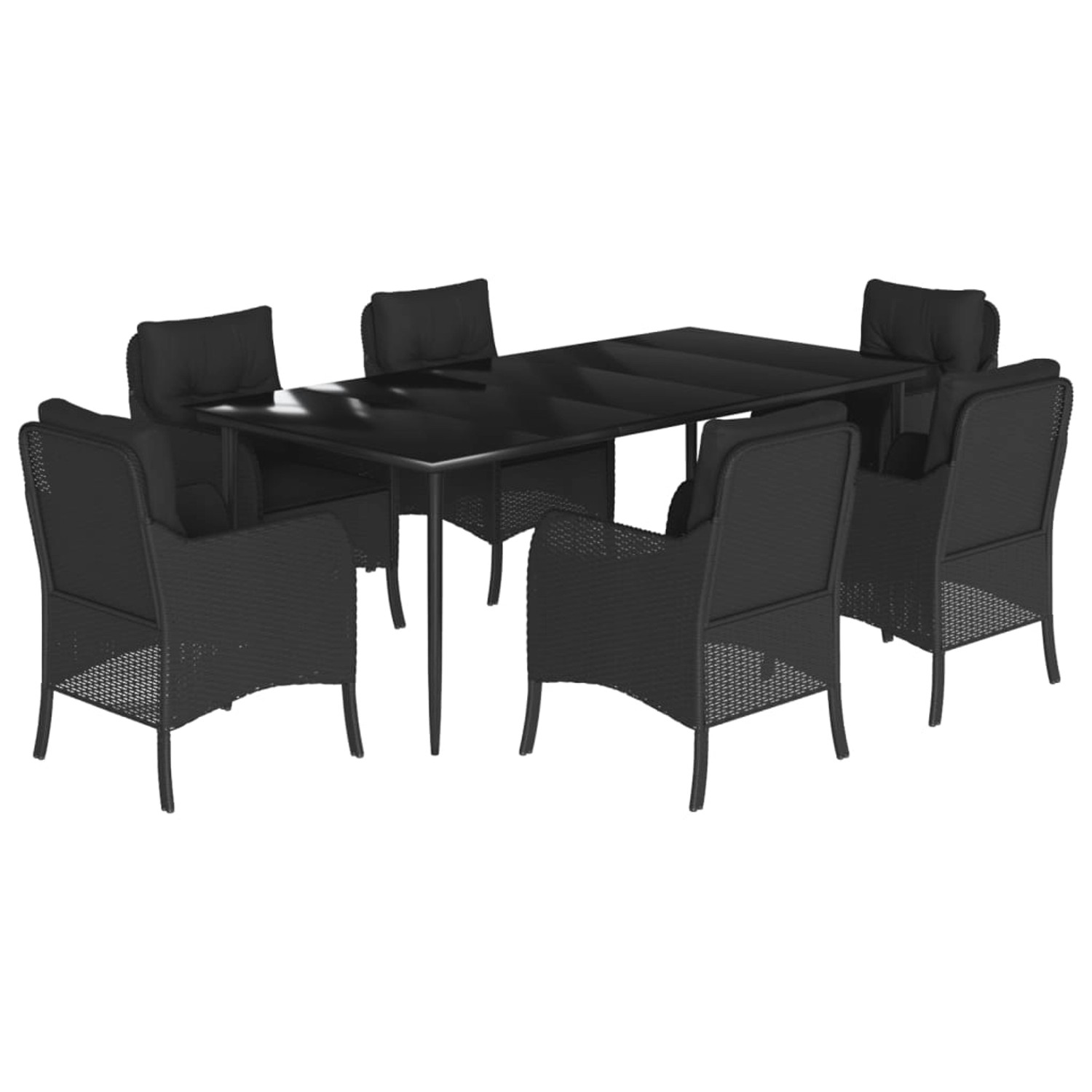 vidaXL 7-Tlg Garten-Essgruppe mit Kissen Schwarz Poly Rattan 3211925 günstig online kaufen