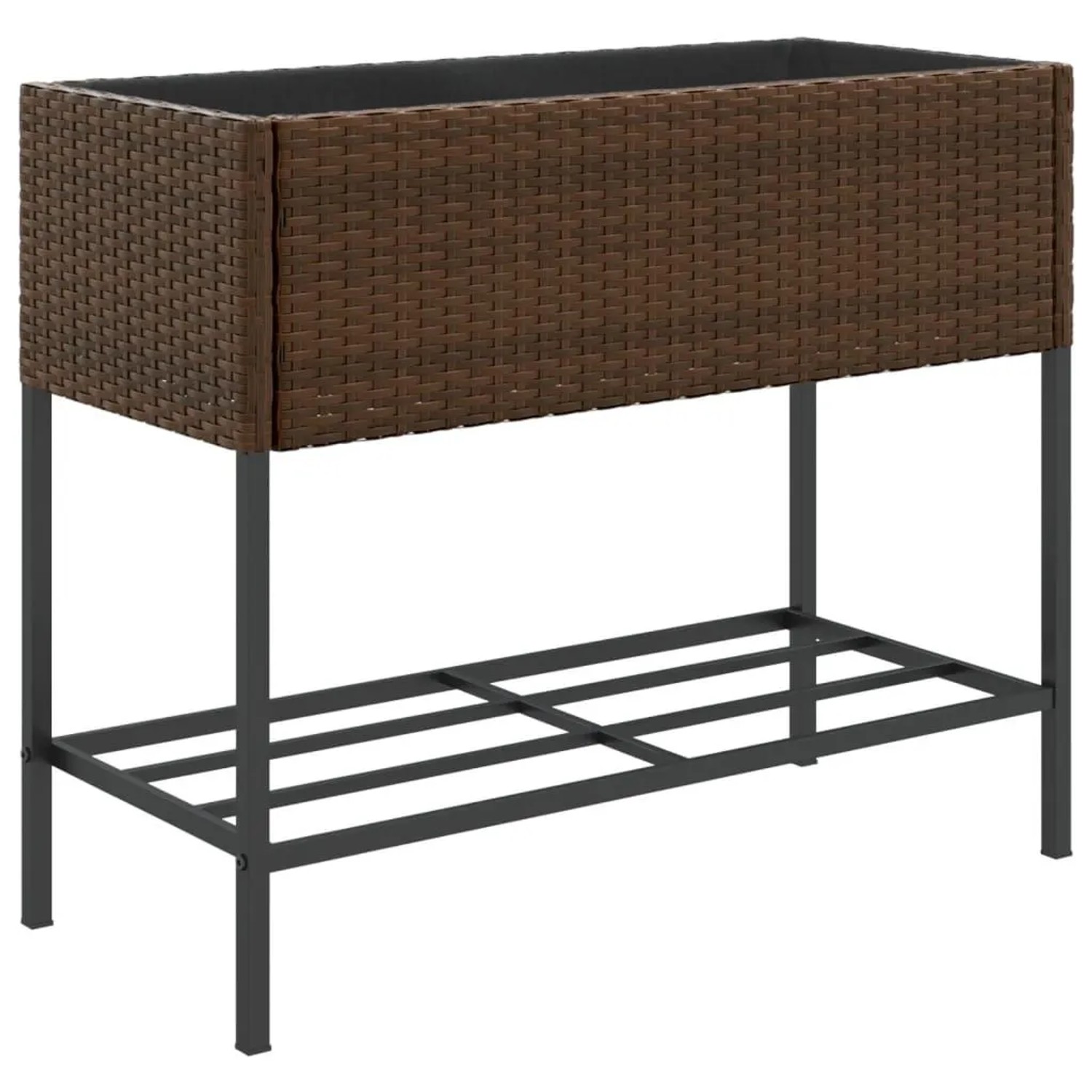 vidaXL Pflanzkübel mit Ablage Braun Poly Rattan 366385