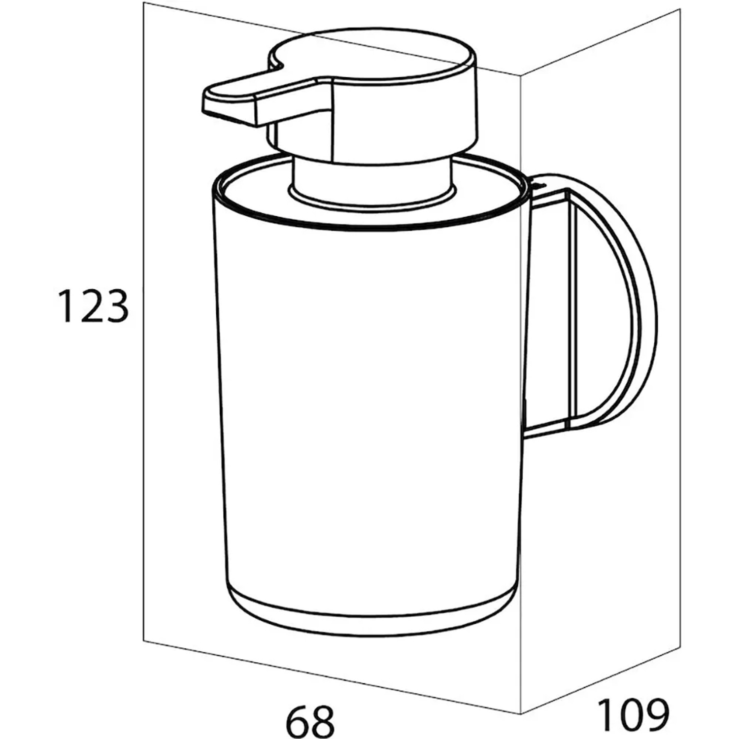 Tiger Tune Seifenspender, gebürstetes Metall, Schwarz, mit Maßen. Für Bad und WC.