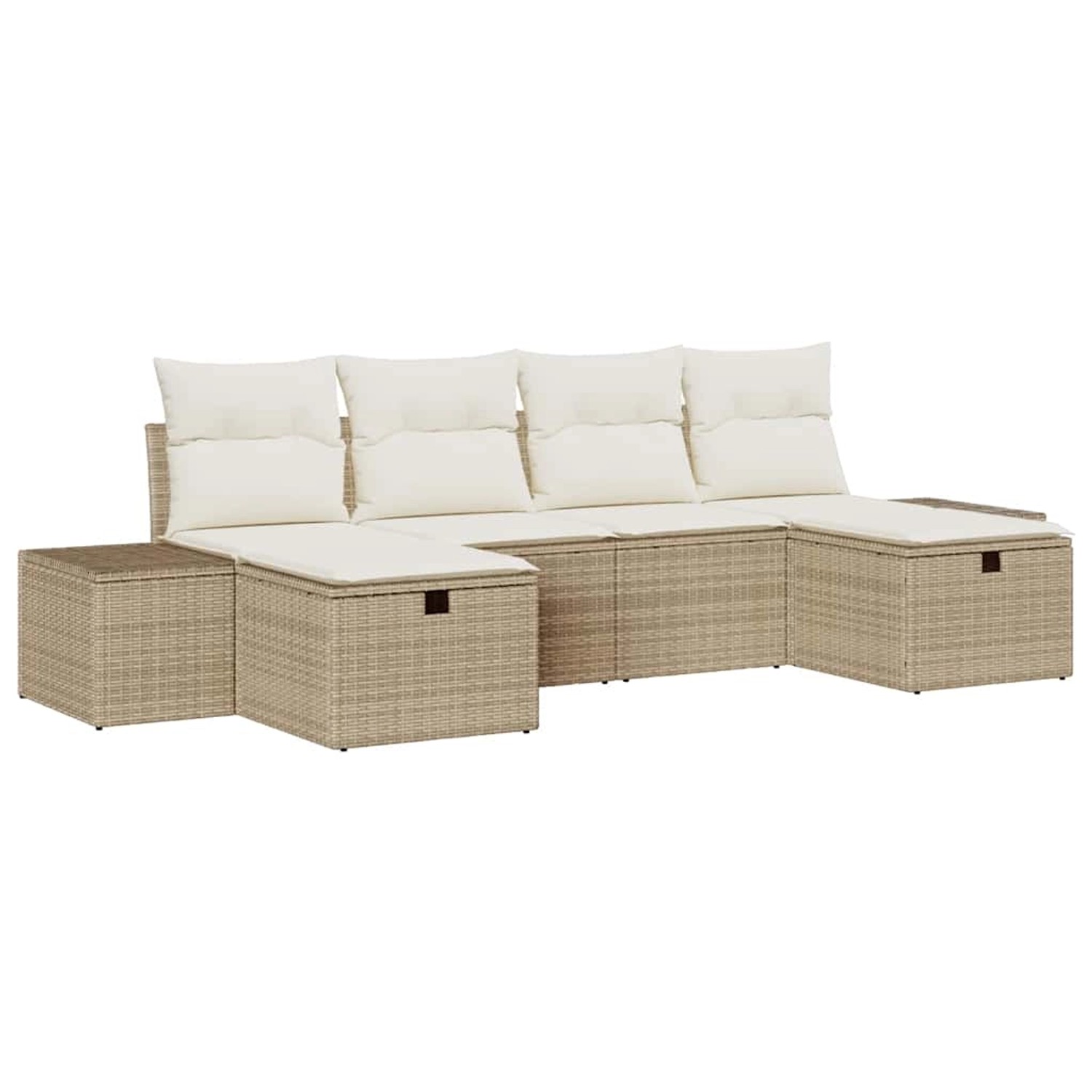 vidaXL Garten-Sofa-Set mit Kissen 6-Tlg Beige Poly Rattan 3359420 günstig online kaufen