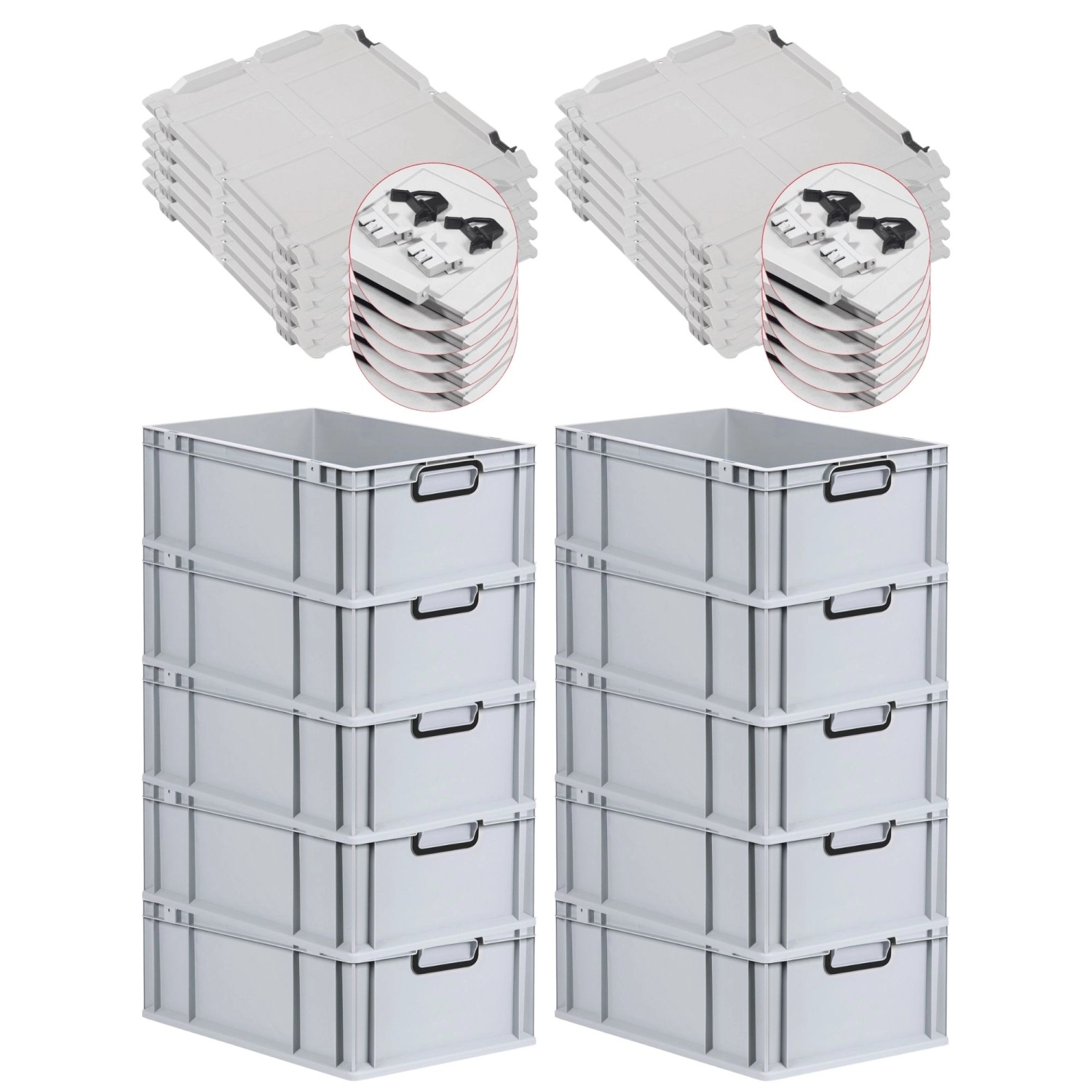 PROREGAL SuperSparSet 10x Eurobox Nextgen Color Mit Scharnierdeckel HxBxT 2 günstig online kaufen