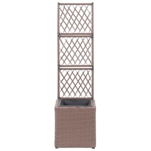 Brauner DELUKE Rankkasten aus Rattan mit Rankgitter für Kletterpflanzen.