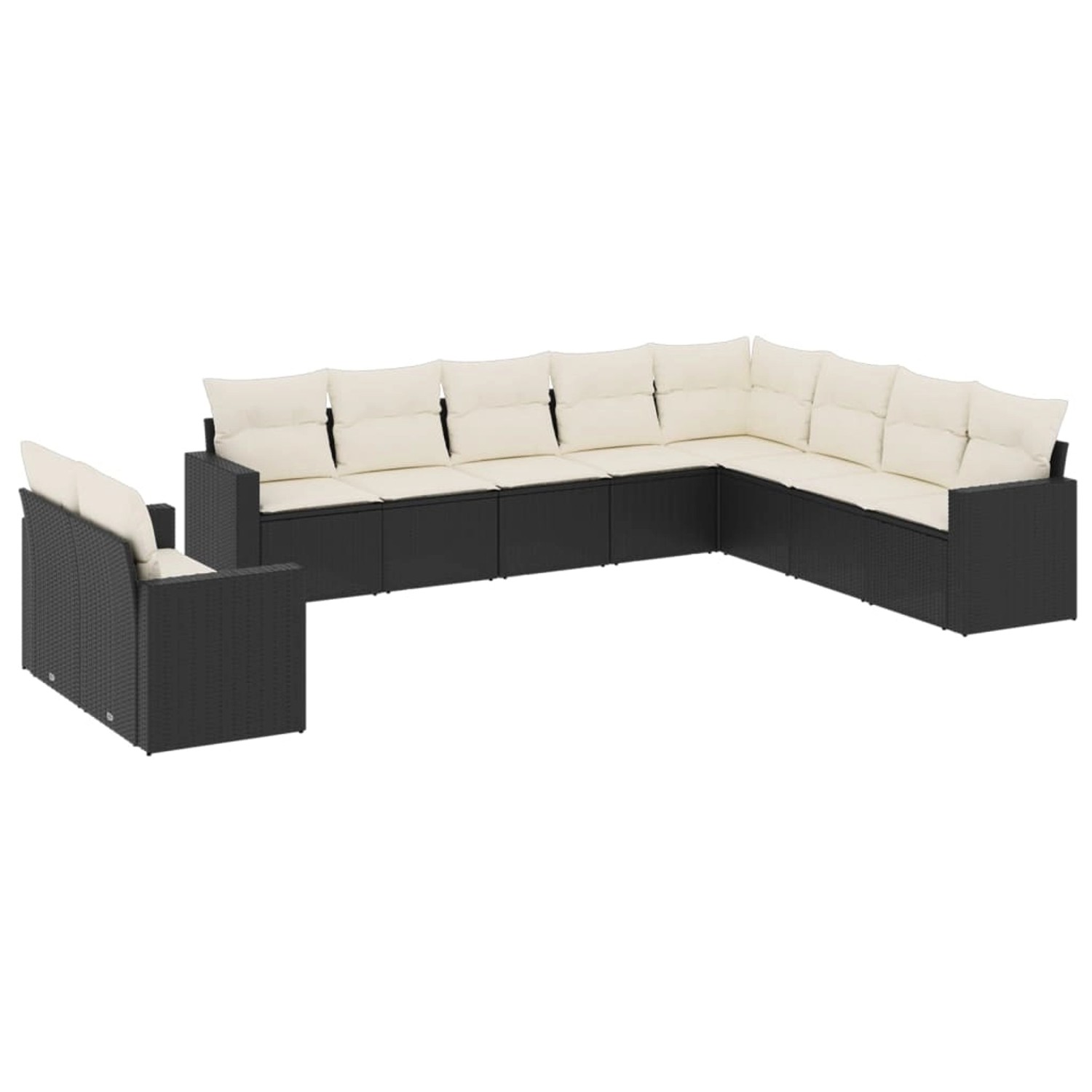 vidaXL 10-Tlg Garten-Sofagarnitur mit Kissen Schwarz Poly Rattan 3219156 günstig online kaufen