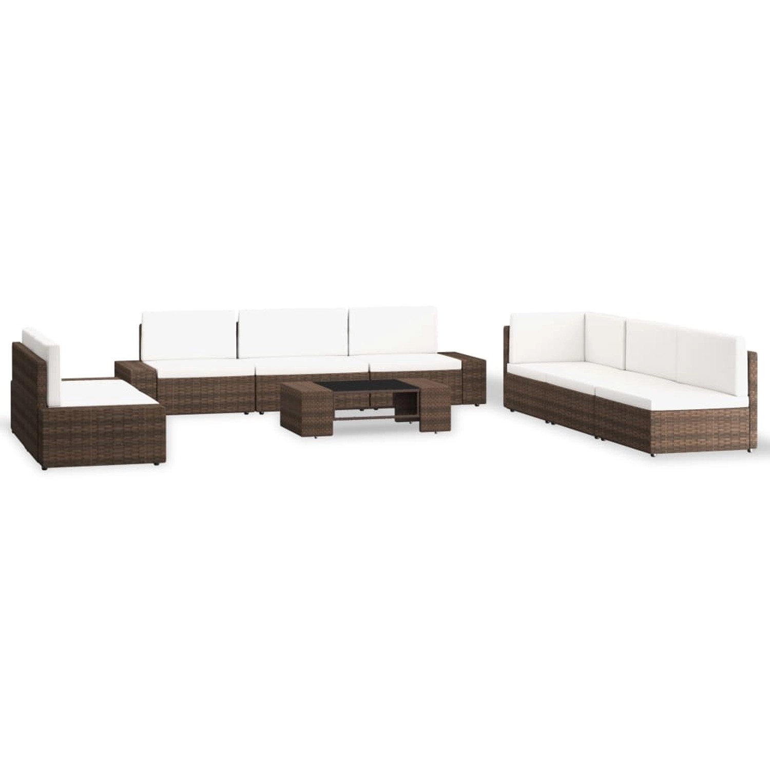 vidaXL 9-Tlg Garten-Lounge-Set Poly Rattan Braun 3054597