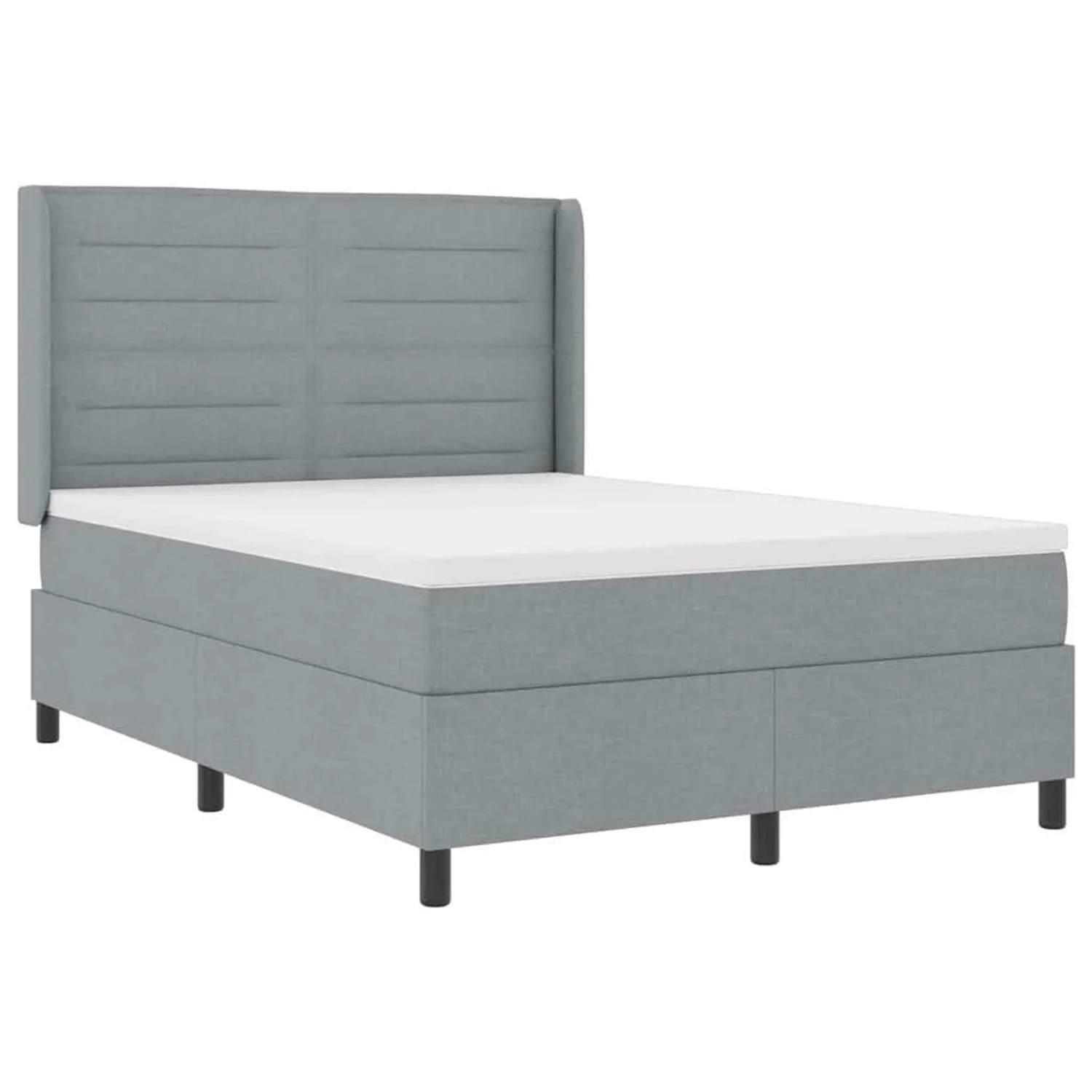 vidaXL LED Boxspringbett mit Matratze Hellgrau 160 x 200 cm Stoff 3343448