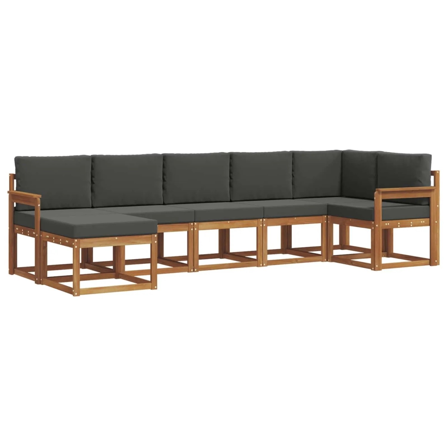 vidaXL Outdoor-Sofagarnitur mit Kissen 7-Tlg Natur und Anthrazit 3366700