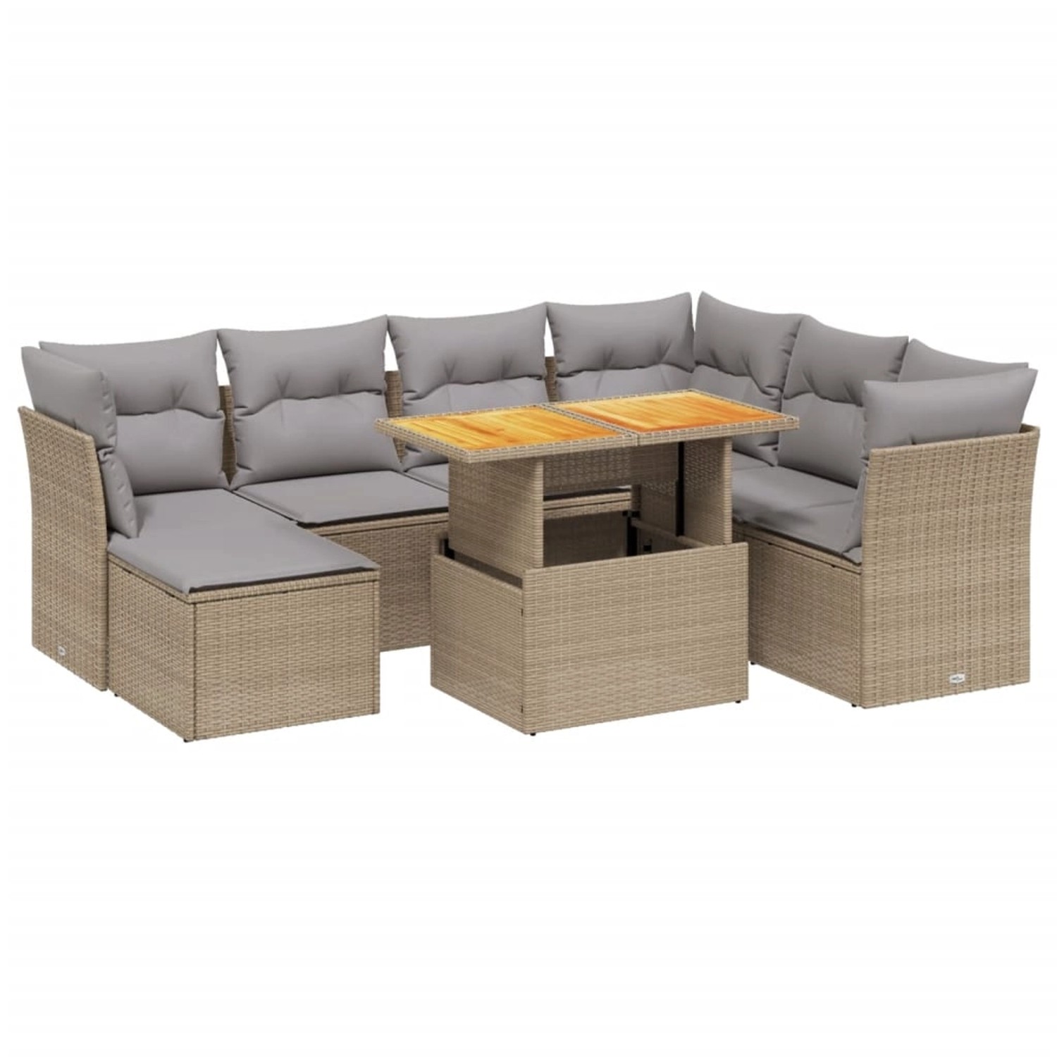 vidaXL 8-tlg Garten-Sofagarnitur mit Kissen Beige Poly Rattan Modell 322 günstig online kaufen