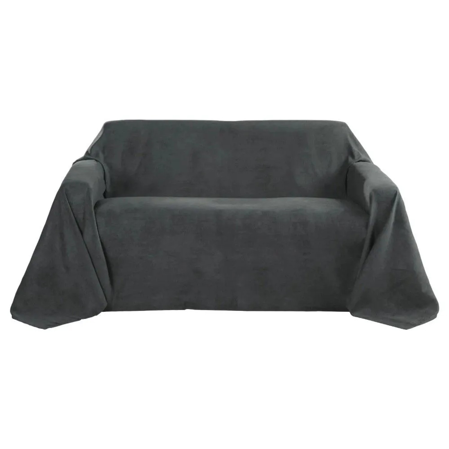 Beautissu Romantica Tagesdecke Wildleder Optik 210x280cm Anthrazit