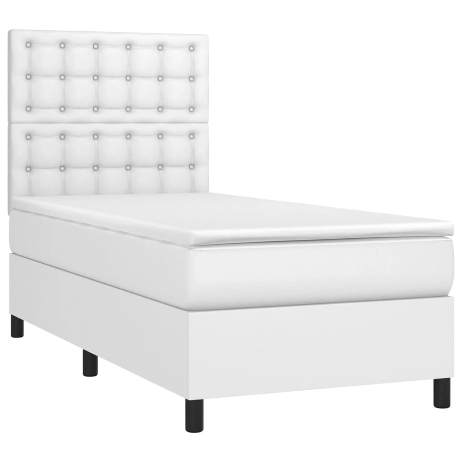 vidaXL Boxspringbett mit Matratze & LED Weiß 90x200 cm Kunstleder 3135922 günstig online kaufen