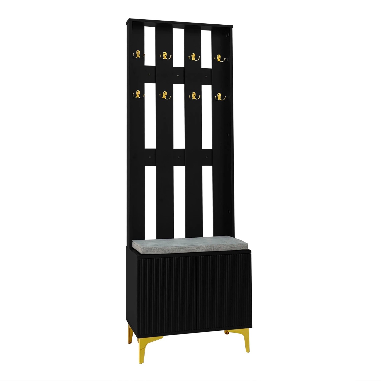 ModernLuxe Garderobe mit Kleiderstange Schuhbank Spanplatte Schwarz