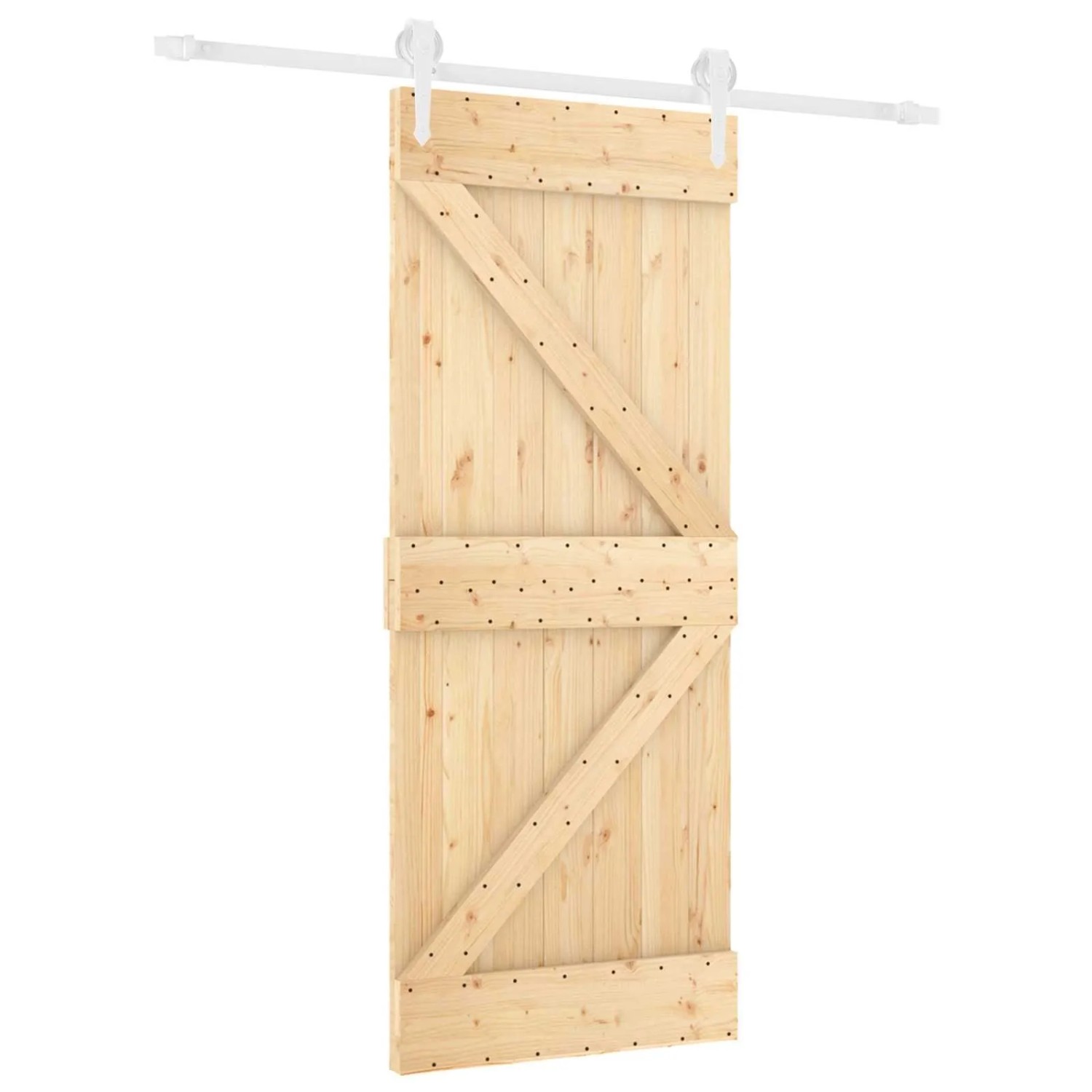 vidaXL Schiebetür Natur und Weiß 85 x 210 cm Massivkiefer 3445134