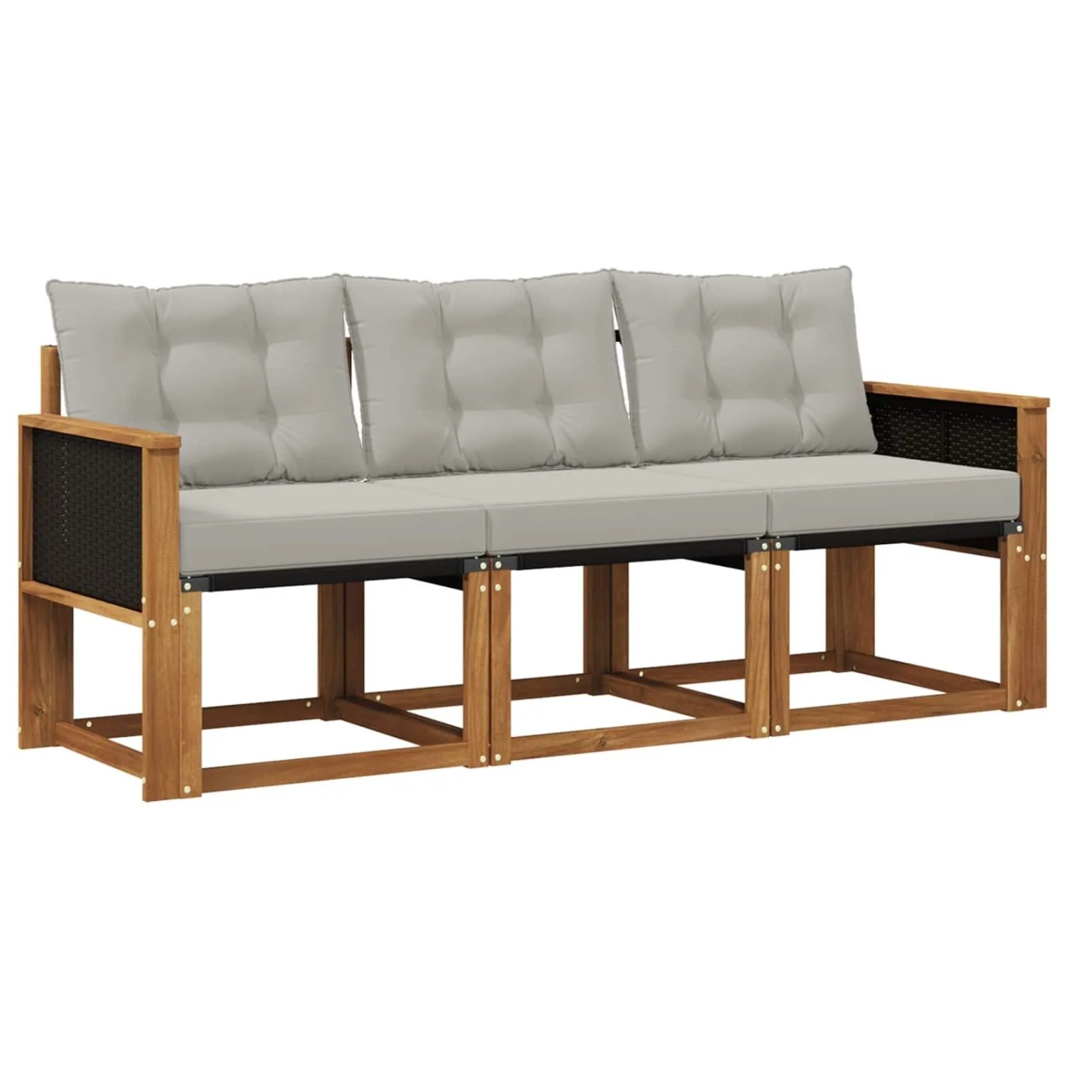 vidaXL Outdoor-Sofagarnitur mit Kissen 3 Stk Natur und Hellgrau 3381735
