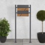 ML-Design Standbriefkasten in Anthrazit mit Holzoptik und Zeitungsfach, inklusive 120 cm Pfosten.
