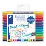 Staedtler Handlettering Etui mit 12 Doppelfasermalern in verschiedenen Farben.